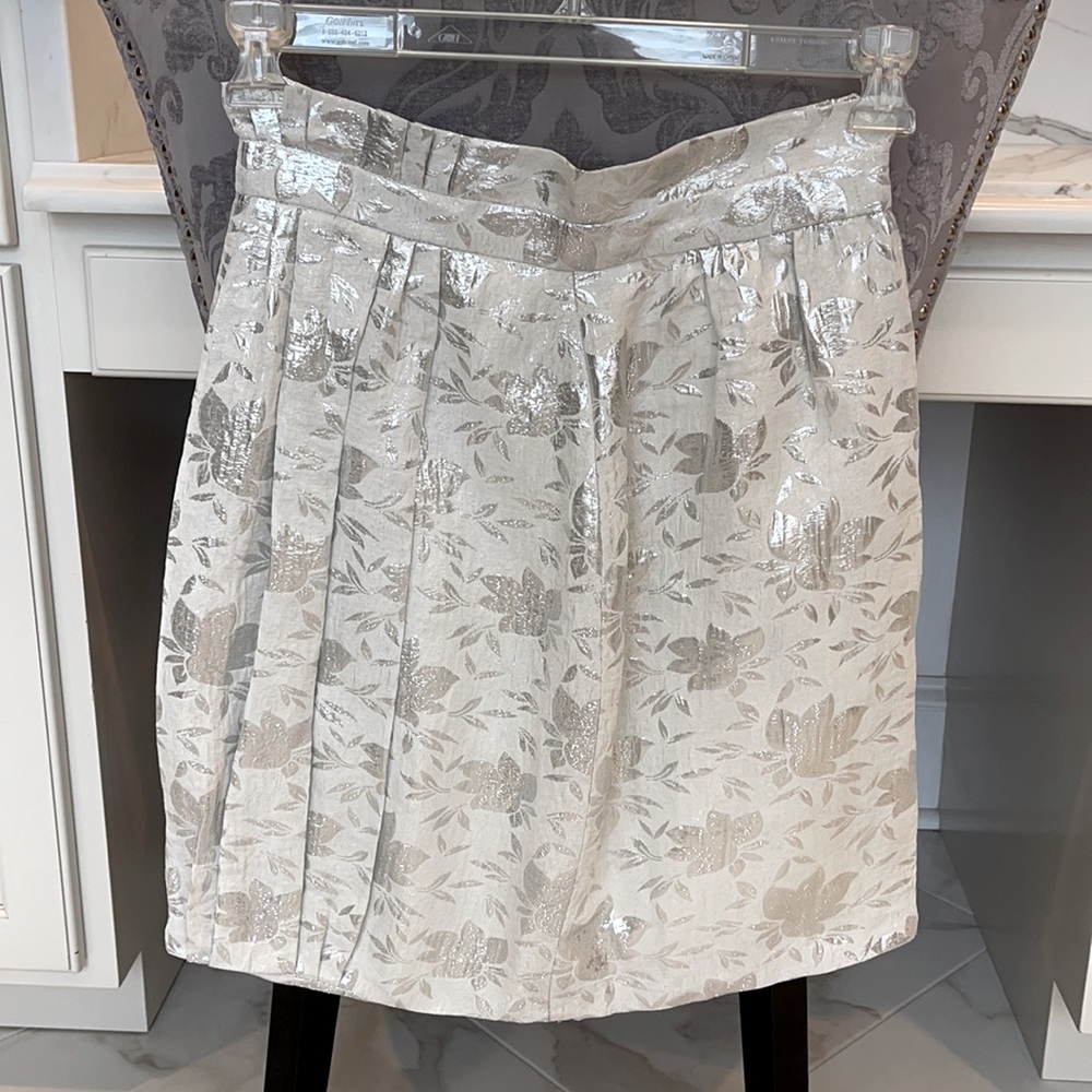 TIBI white/silver high-waisted skirt. Size 2